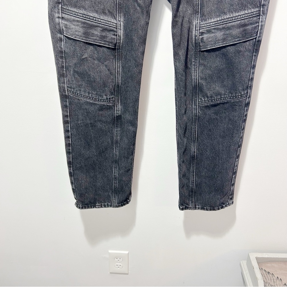 🌷Sale Agolde Cooper Cargo Jeans Size 31 Panther Black Straight Leg High Rise - Picture 8 of 12